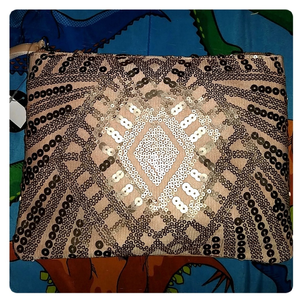 Blush Pink Sequin Cosmetic Bag NWT